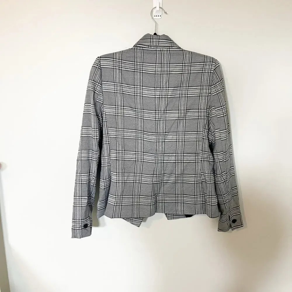 Walter‎ baker black white plaid cut out front blazer jacket size medium